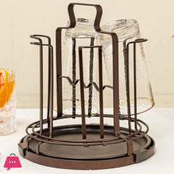 Cups Holder Stand Storage Organizer Draining Rack-Round 6 Glasses