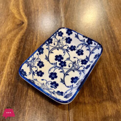 Danny Home Blue Flower Design Square Dish 3.5 Inch