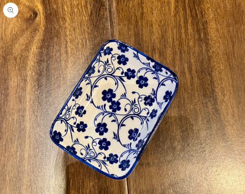 Danny Home Blue Flower Design Square Dish 3.5 Inch