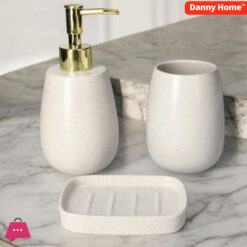 Danny Home Ceramic Bathroom Accessories Set 3 pcs white & gold
