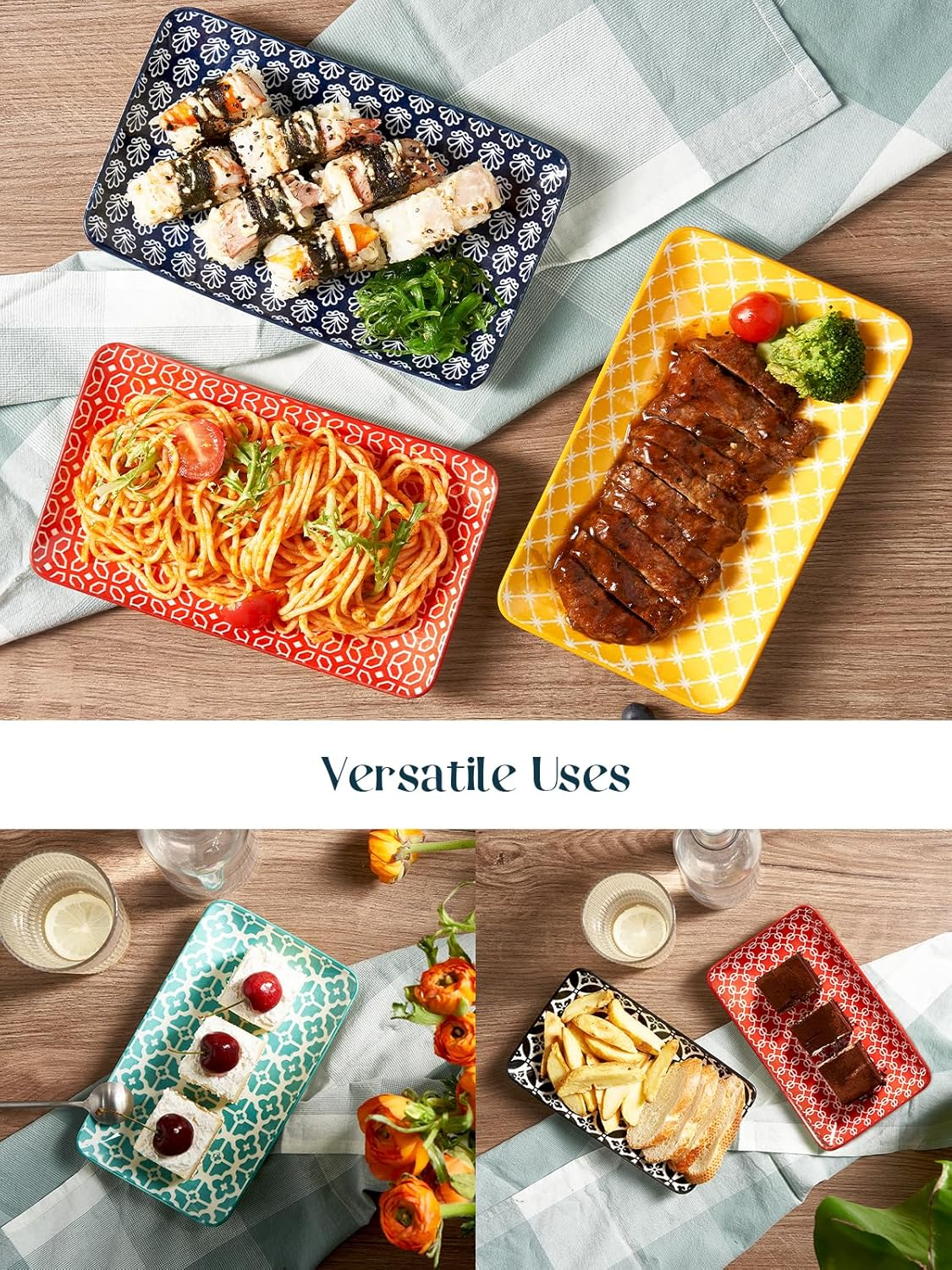 Danny Home Dowan Porcelain Round Rect Plate Set