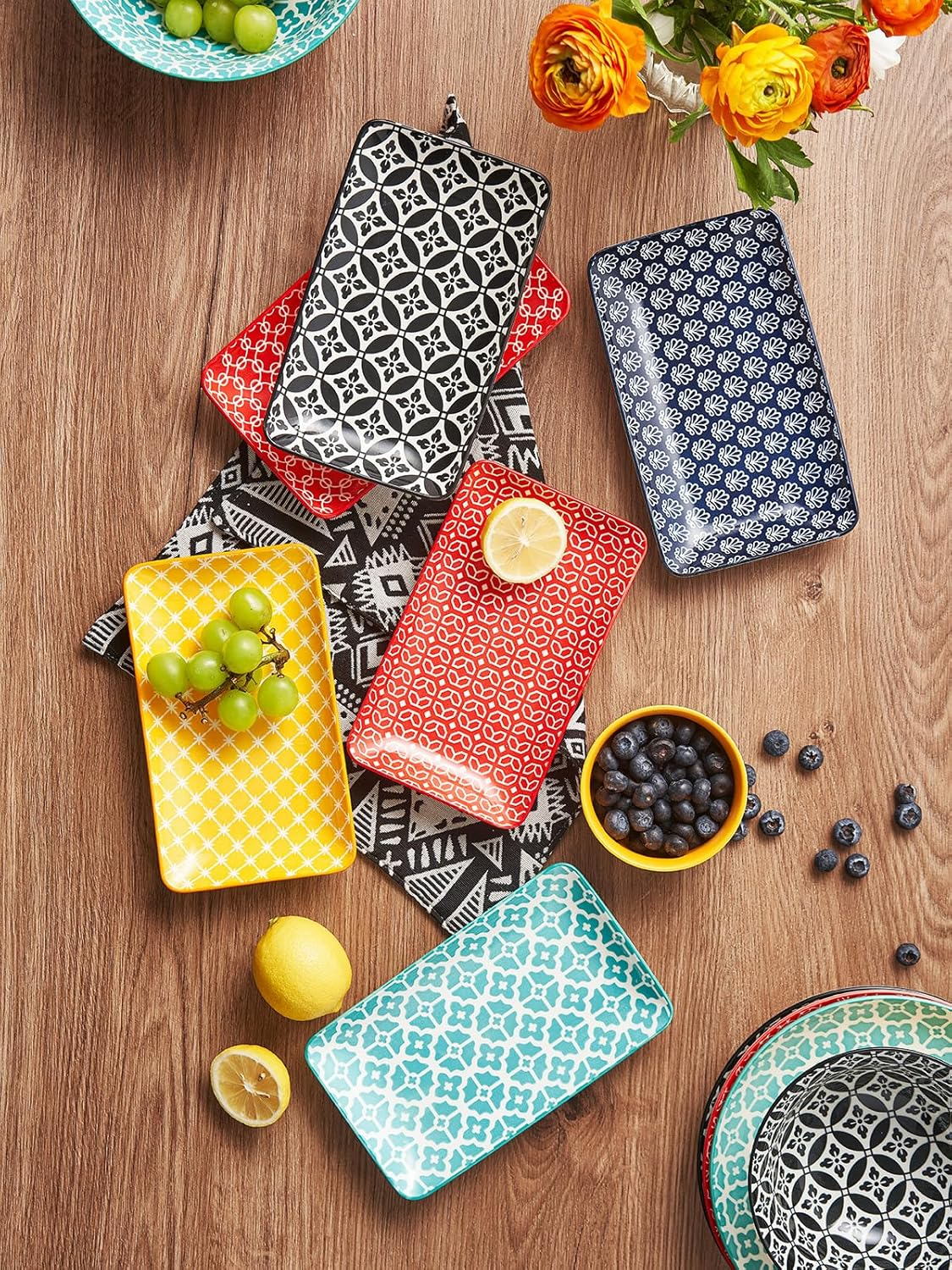 Danny Home Dowan Porcelain Round Rect Plate Set