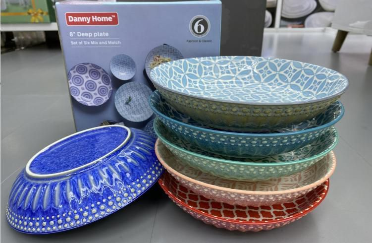 Danny Home Multicolour 8 Inch Deep Plate Set Of 6