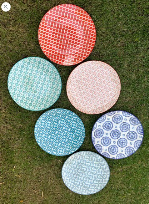 Danny Home Multicolour Round Dinner Plates