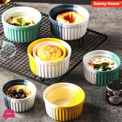 Danny Home Nordic Oven Bowls with Vibrant Semi-Painted Design 3.5 Inch