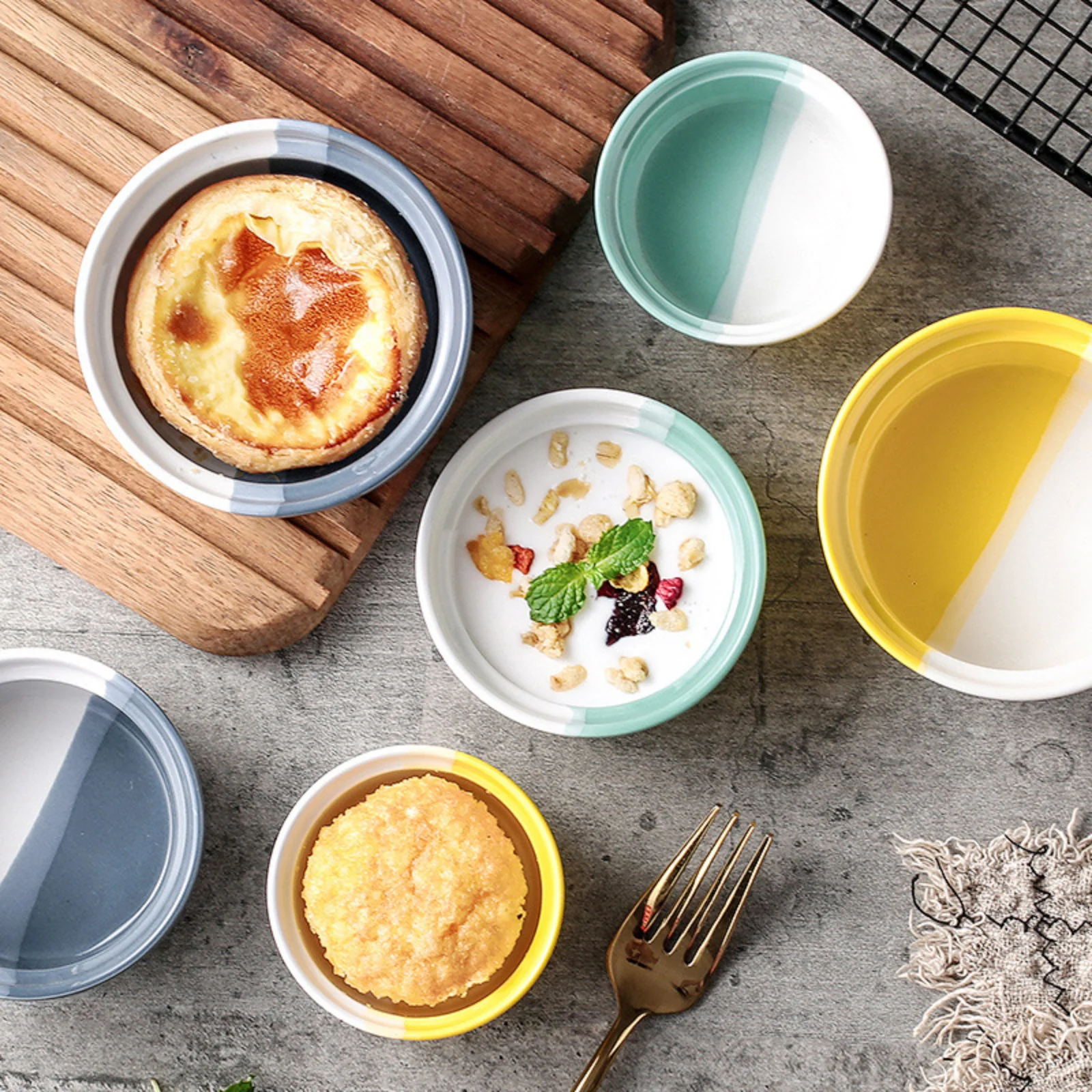 Danny Home Nordic Oven Bowls With Vibrant Semi-Painted Design 3.5 Inch 4 Danny Home Nordic Oven Bowls With Vibrant Semi-Painted Design 3.5 Inch