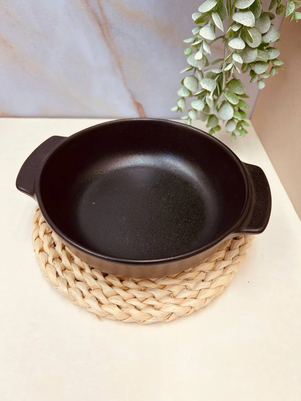 Danny Home Round Ceramic Double Ear Baking Dish 7 Inch