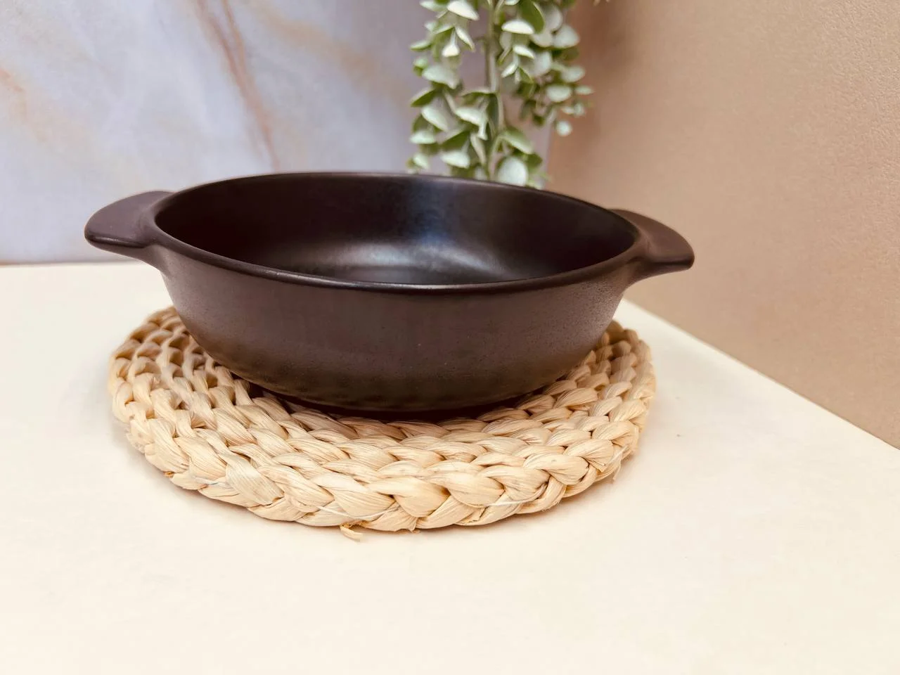 Danny Home Round Ceramic Double Ear Baking Dish 7 Inch