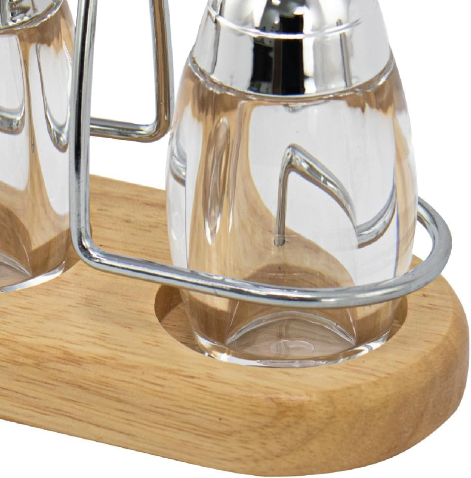 Elegant Salt And Pepper Shaker Set With Wooden Oval Holder Stylish Stainless Steel &Amp; Glass Salt Shaker For Modern 9 Elegant Salt And Pepper Shaker Set With Wooden Oval Holder Stylish Stainless Steel &Amp; Glass Salt Shaker For Modern