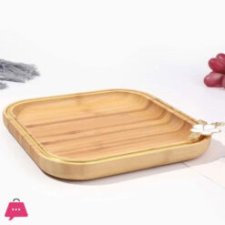 Exquisite Bamboo Platter With Leaf Golden Woodan Serving Tray
