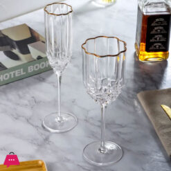 Flower Bud Crystal Goblets and Fluet Glass - Set of 6