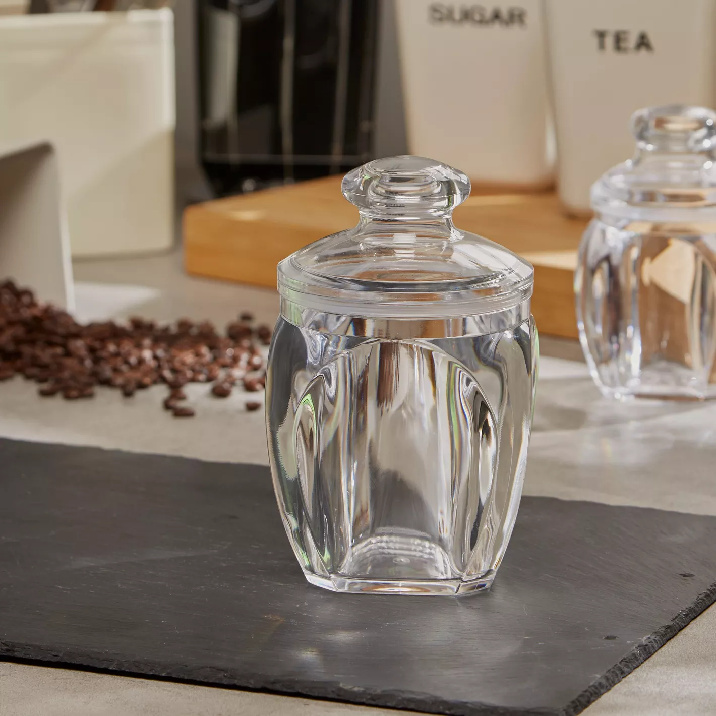 Food Storage Kitchen Air Tight Jar Set Acrylic Storage Canister For Sugar, Salt, Spices, Herbs 650 Ml