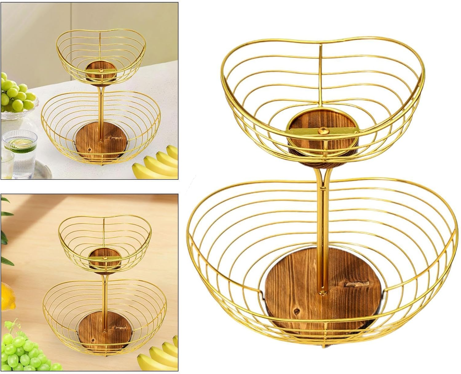 Fruit Basket Fruit Holder Fruit Bowl Decoration Metal Wire With Wood Base 2 Tier Fruit Bowl Coffee Pod Holder For Table Decor 5 Fruit Basket Fruit Holder Fruit Bowl Decoration Metal Wire With Wood Base 2 Tier Fruit Bowl Coffee Pod Holder For Table Decor
