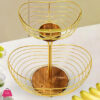 Fruit Basket Fruit Holder Fruit Bowl Decoration Metal Wire With Wood Base 2 Tier Fruit Bowl Coffee Pod Holder For Table Decor