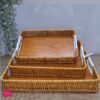 Gib Cleaningtool Rectangular Rattan Serving Tray Decorative Woven Wicker Trays With Handles