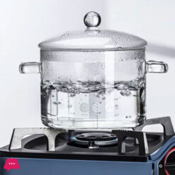 Heat-Resistant Glass Stock Pot Gas Stove Induction Safe 2 Liter