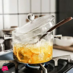Heat-Resistant Glass Stock Pot Gas Stove Induction Safe 2 Liter