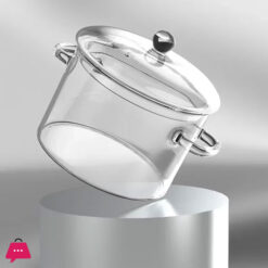 Heat-Resistant Glass Stock Pot Gas Stove Induction Safe 2 Liter