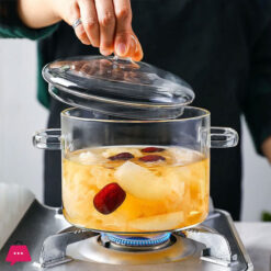 Heat-Resistant Glass Stock Pot Gas Stove Induction Safe 2 Liter