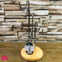 High Quality Wooden Base Stainless Steel Cup Stand