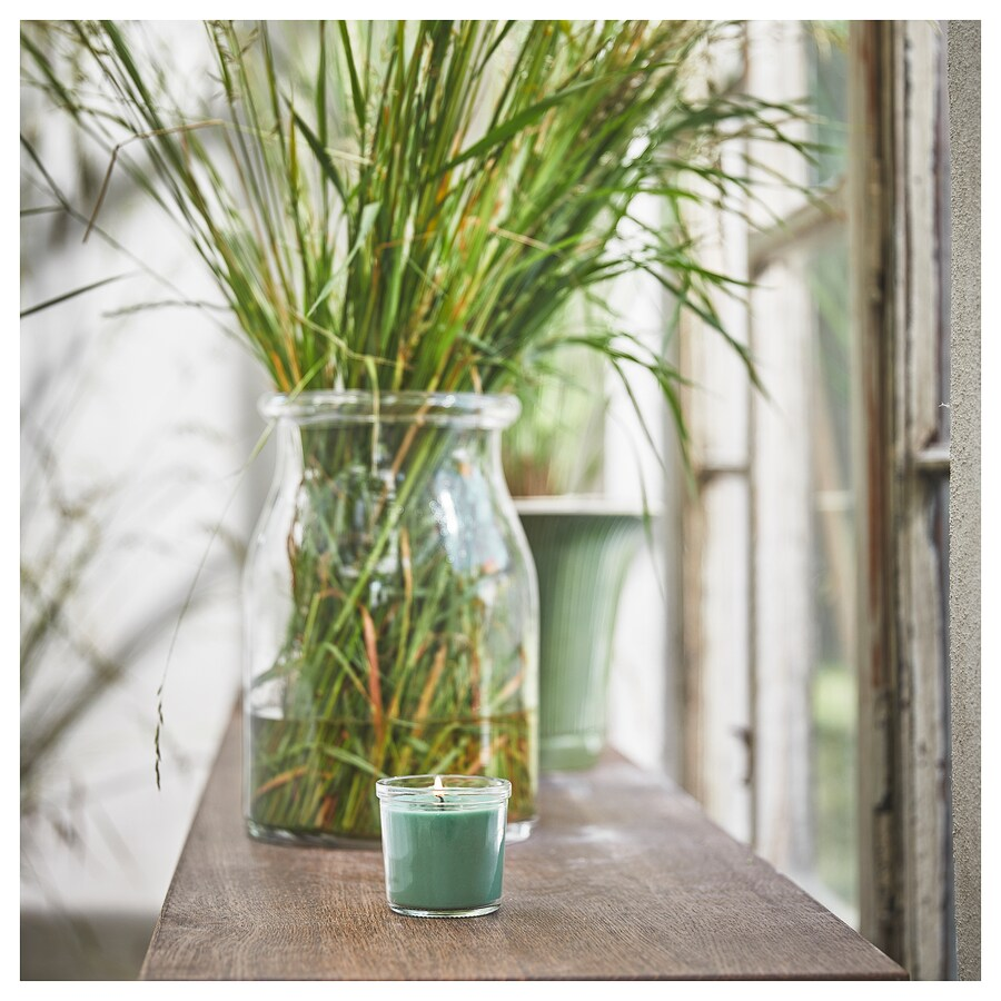 Ikea Edersam Scented Candle In Glass Fresh Grass / Light Green