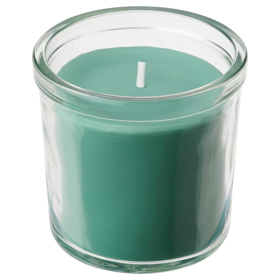 Ikea Edersam Scented Candle In Glass Fresh Grass / Light Green