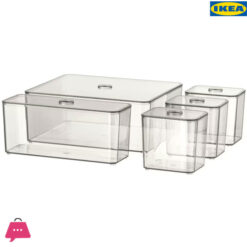 IKEA GODMORGON Box With Lid Set Of Smoked 24x20x10 CM