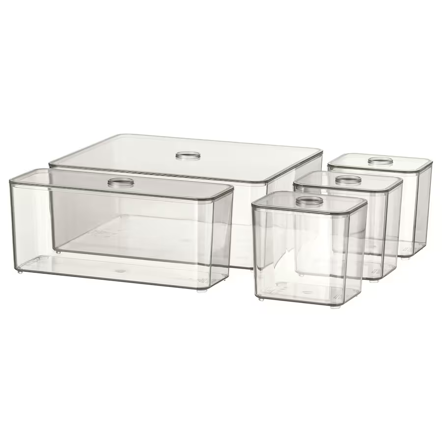 Ikea Godmorgon Box With Lid Set Of Smoked 24X20X10 Cm