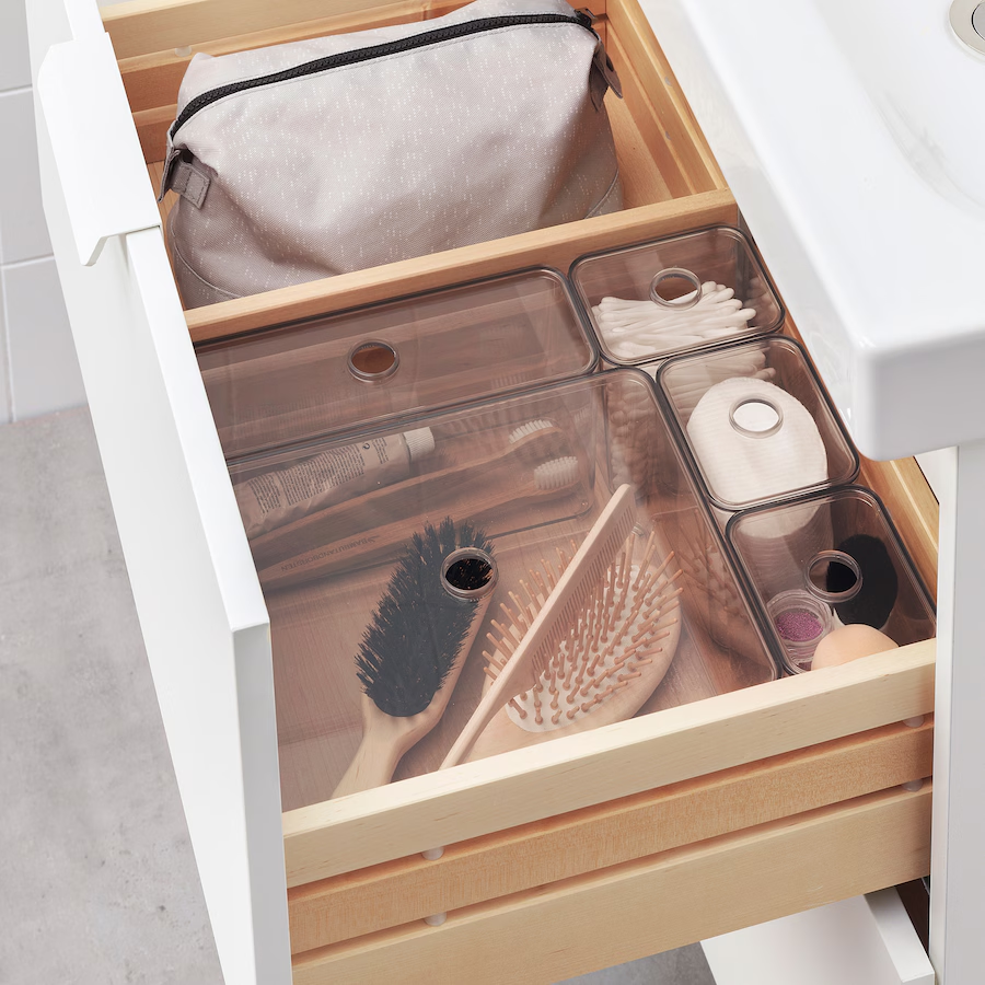 Ikea Godmorgon Box With Lid Set Of Smoked 24X20X10 Cm