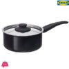 Ikea Hemlagad Saucepan With Lid Non-Stick Coating Black