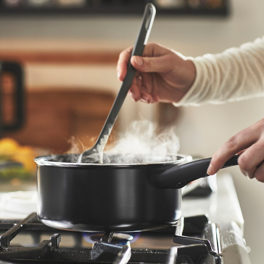 Ikea Hemlagad Saucepan With Lid Non-Stick Coating Black