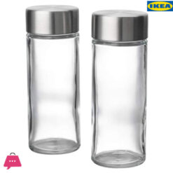 IKEA ORTFYLLD Spice Jar, Glass / Stainless Steel Set of 2