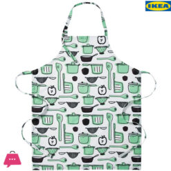 IKEA RINNIG Apron, White / Green / Patterned