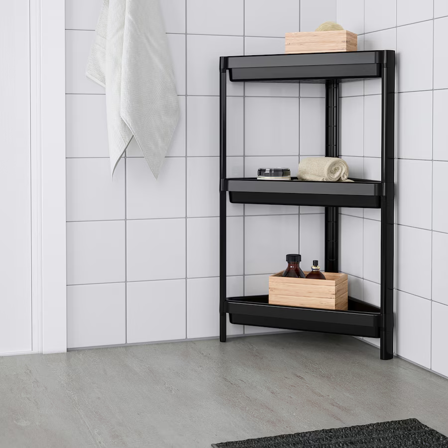 Ikea Vesken Corner 3 Layer Shelf, Black