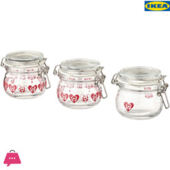 IKEA VINTERFINT Jar With Lid, Heart Pattern