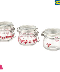 IKEA VINTERFINT Jar With Lid, Heart Pattern