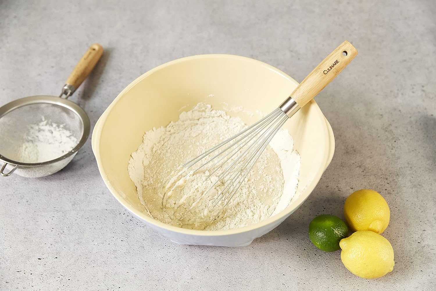 Kitchen Delight Classic Stainless Steel Egg Beater With Wooden Handle Whisk Large