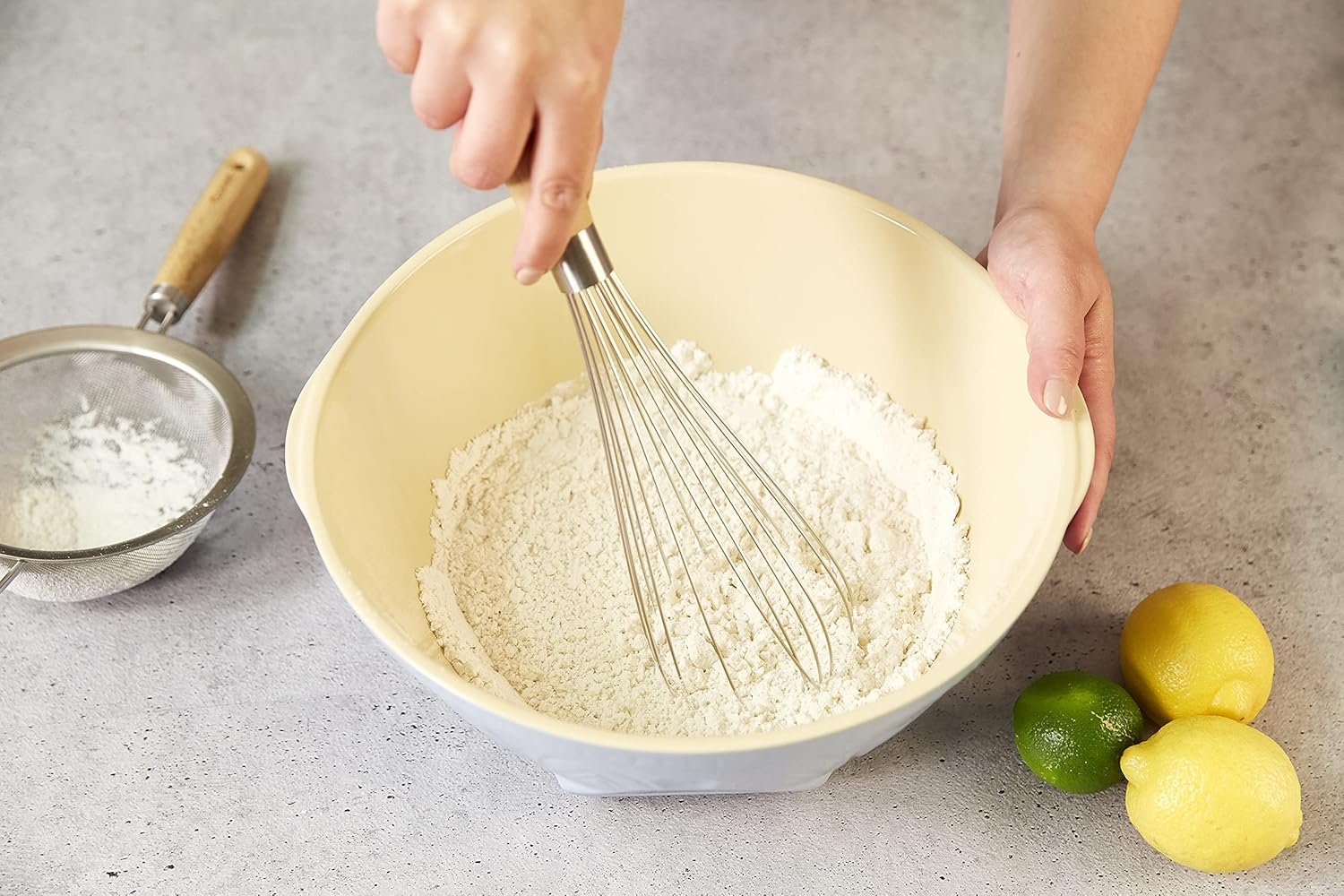 Kitchen Delight Classic Stainless Steel Egg Beater With Wooden Handle Whisk Large