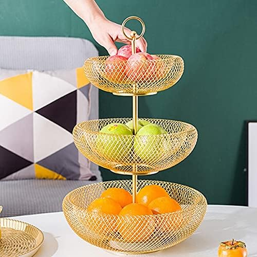Modern Tiered Fruit Bowl For Kitchen Counter, 3-Tier Fruit Bowl Multi Tier Wire Vegetable Fruit Basket Organizer Holder For Kitchen Livingroom 3Pcs Set
