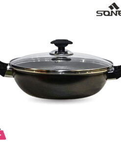 Non-Stick Cooking Wok with Glass Lid - 27 cm - Black
