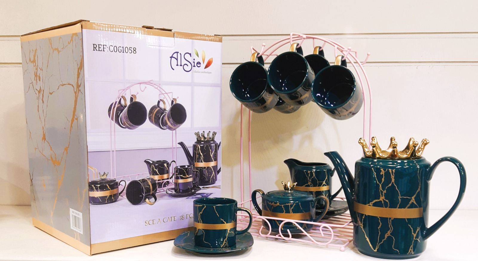 Privilege Ceramic Tea Set With Stand 17 Pcs