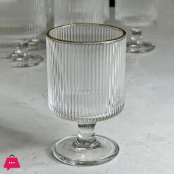 Ripple Effect Low Foot Real Crystal Gold Rim Glass - Set of 6