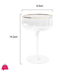 Roxburgh Real Crystal Martini Glass With Gold Rim &Amp; Long Stem - 10Oz - Set Of 6