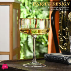 Roxburgh Real Crystal Martini Glass With Gold Rim &Amp; Long Stem - 10Oz - Set Of 6