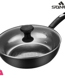 Sonex Non-Stick Classic Wok With Glass Lid - 28cm - Black