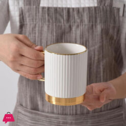 Striped Mug With Metal Base Set Of 6