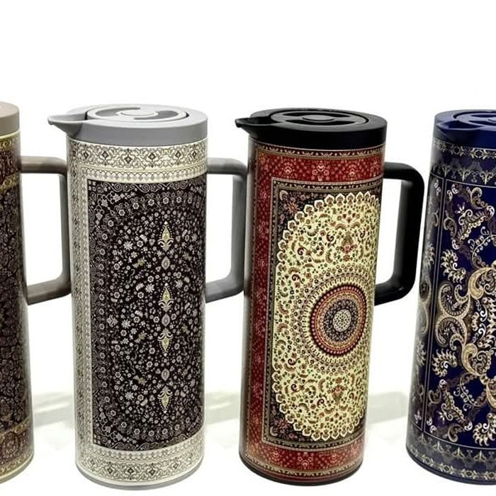 Hobby Lobby 1Liter Colorful Design Water Plastic Body Plastic Handle Thermal Vacuum Flask Coffee Pot