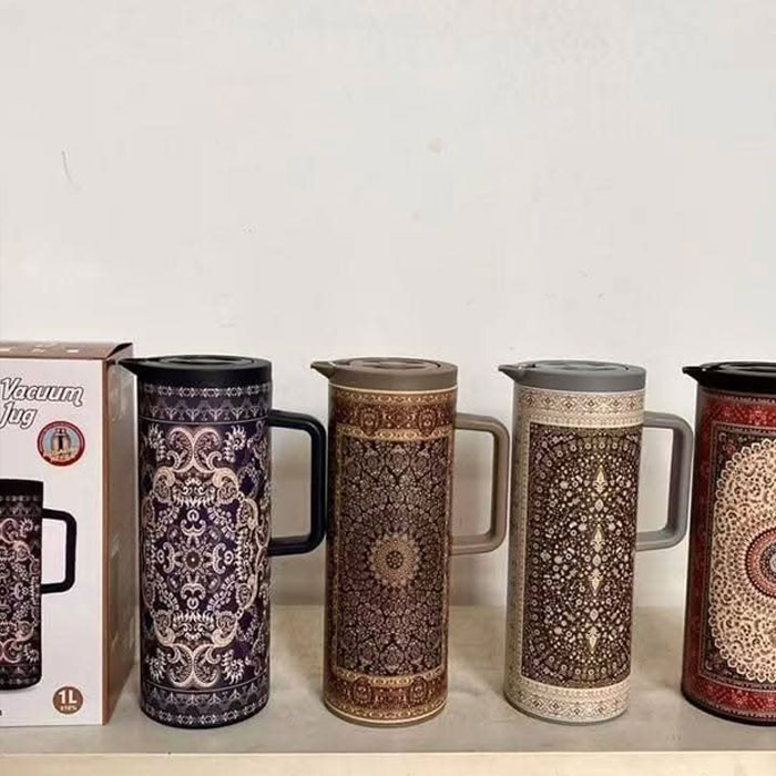 Hobby Lobby 1Liter Colorful Design Water Plastic Body Plastic Handle Thermal Vacuum Flask Coffee Pot