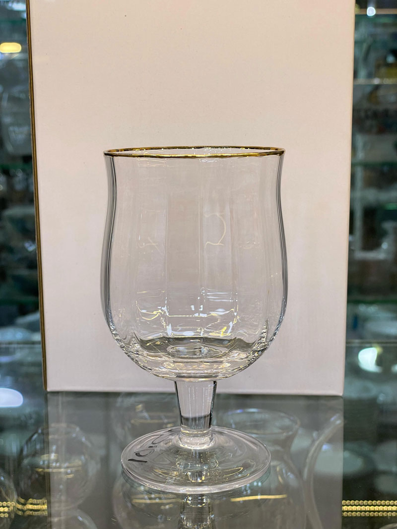 Vintage Tumbler Tulip Goblet Gold Rim Pack Of 6