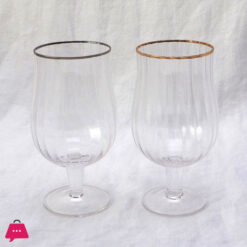 Vintage Tumbler Tulip Goblet Gold Rim Pack Of 6